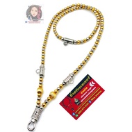 2 Kings Amulet Necklace Stainless Steel & Laser Gold Hanging 4 Amulets Decorated With Gems cz