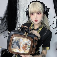 Ita bag ita massage bag Women's Retro TV-Shaped Backpack with Clear Window Insert - Perfect for Enam