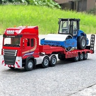 Alloy engineering truck flatbed trailer set with roller transporter exquisite car toy decoration mod