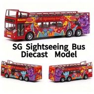 Singapore Bus Diecast Model,Sightseeing Bus Alloy Pull Back Toy Car,SG Souvenir&Gift for Adults&Kids