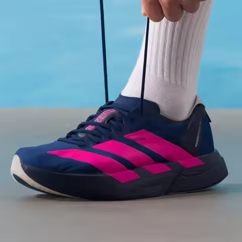 adidas Adizero Navy Pink Racing Running Shoes Lightstrike Pro Breathable Mesh Marathon Athletic Snea