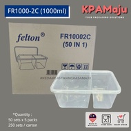 [250sets/carton] FR1000-2C (1000ml) - Rectangle 2 Compartment PP Container, Microwave Safe PP Contai