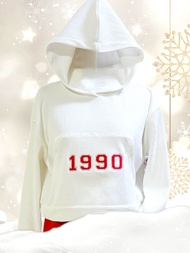 🍑Cropped Hoodie 1990 ‼️ เสื้อฮูดครอป oversize เสื้อฮูดแขนยาว เสื้อฮูดใส่ออกกำลัง เสื้อกันหนาวน่ารักๆ