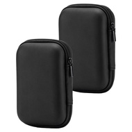 2pcs Protective Multifunctional PU Travel Square USB Charging Cable Zipper Closure SD Cards Portable Small Earbud Case