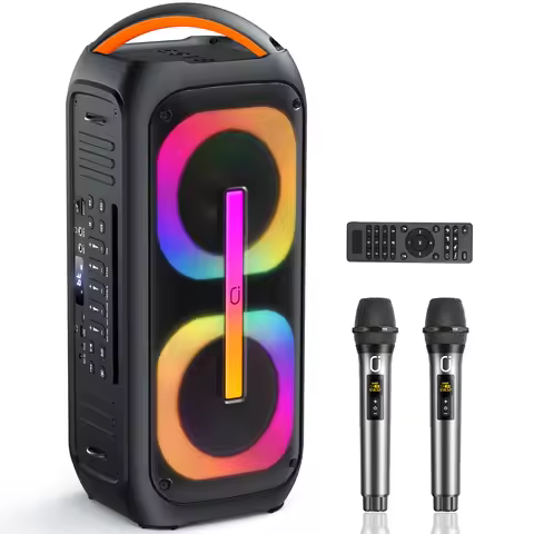 JYX Bluetooth Speaker with 2 Dual 60W 6.5" Subwoofer, TWS Stereo Sound, Deep Bass & Recording, 400W 