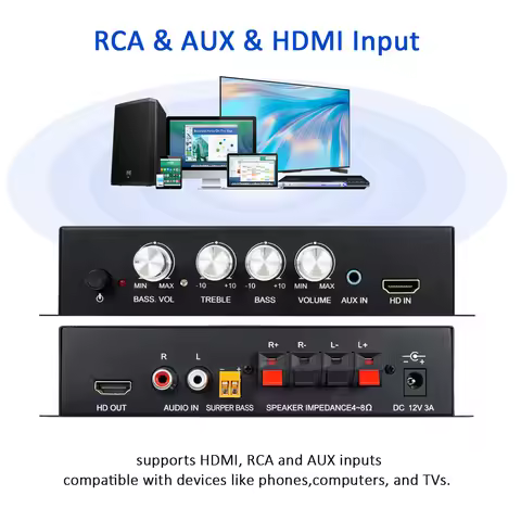 Sound Amplifier 2.1CH Bluetooth 5.0,Digital Bass Amplifier,Mini AMP Driver Lossless Music Amp for Ho