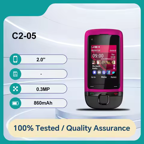 Original Unlocked C2-05 Single Sim 0.3MP Camera Bluetooth Mobile Phone 2G 860mAh Good Condition