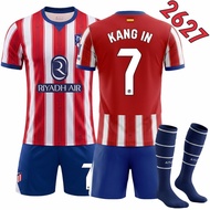 Adults and Kids Football Kits Atletico Madrid home jersey Lee Kang-in  Alvarez football jersey set W