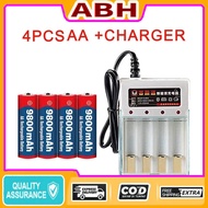 Rechargeable Battery 1.5V AA 9800mAh 1.5V AAA 8800mAh Alkaline with Charger for Toy Clock Radio LED