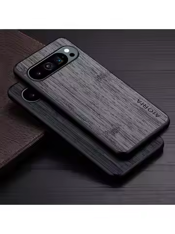 Case for Google Pixel 9 Pro XL 9A funda bamboo wood pattern Leather new phone cover Luxury coque for