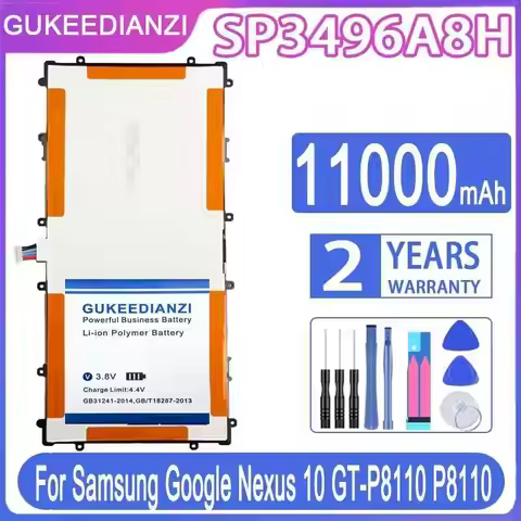 SP3496A8H 11000Mah Tablet Battery For Samsung Google Nexus 10 GT-P8110 P8110 Premium Replacement Env