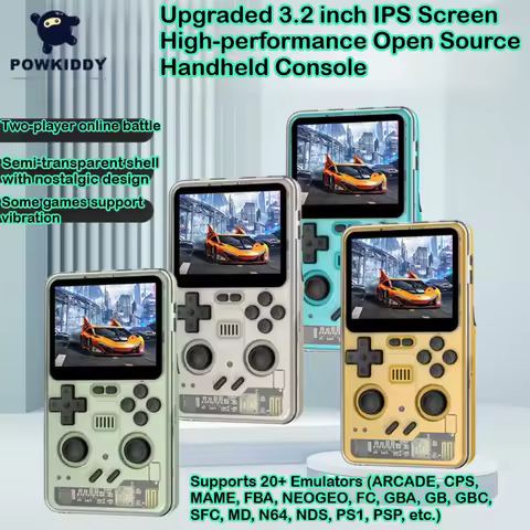 POWKIDDY RGB20 Pro Handheld Game Console 2.4G Dual Joysticks HD Screen Retro PS Emulator Video Game 