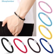SEPTEMBER Bracelet Unisex Woven Rope PU Leather Women Men 1 Piece Gift Magnetic Clasp