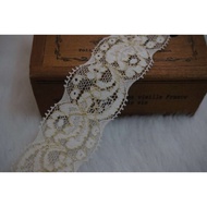 Cheap Zone.~~ KS10 Beige Background Gold Edge Flower 3.2cm Elastic Lace 833cm Reward Price~Super Cos