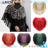 LAY Sequin Shawl, Sequin Beaded Dress Accessory Flapper Shawl,  Cover Up Polyester Yarn Mesh Dress Shawl Women