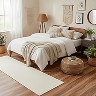 LEEVAN Washable Runner Rugs 2'x5', White Hallway Runner Rug, Hand-Woven Reversible Entryway Rug, Mod