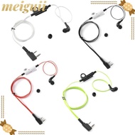 MEIGUII Earphone PTT Mic, 2 Pin Two Way Radio Earpiece, 2 Way ABS Noodle Headphone Cord for Kenwood 