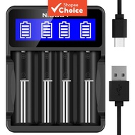 Battery Charger LCD Intelligent USB C-Type for 18650 26650 18490 Nickel