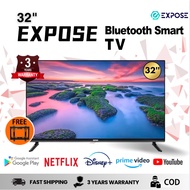 EXPOSE Smart Bluetooth TV 32 inches，4K Full HD LED Slim Flat Screen(Android 12, Netflix, Youtube, Chromecast) with FREE BRACKET