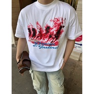 TheGlam GENUINE - White T-shirt "FIRE HORSE" Boxy Form UNISEX - TS06-01