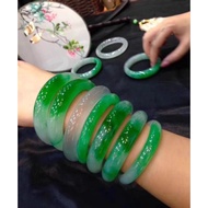 Fashion Pure Jade Bangles Bracelets For Men and Women Brings Good Fortune with Free Box