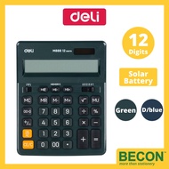 Deli Dual-Memory Desktop Calculator EM888F Green DarkBlue (12 Digits) Solar & Battery