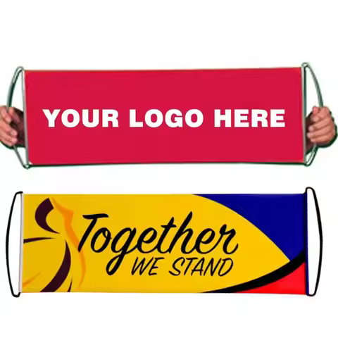 Hand Held Scrolling Banner Printing Mini 24*70cm Roll Up Manual Retractable Satin Fabric Sports Fan 