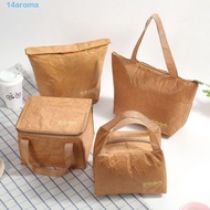 AROMA Kraft Paper Bags Outdoor Travel Thermal Breakfast Organizer Large Capacity Lunch Bag Insulation Package Cooler Lunch Box Bag Reusable Tote Canvas Lunch Bag