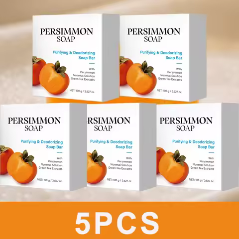1/3/5PCS Persimmon Soap Bar for Body Odor with Green Tea Extract For Men & Women Purifying and Deodo