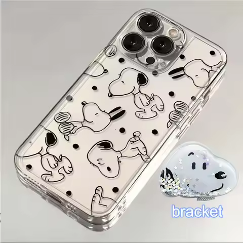 Black line Snoopy Y2K Cute Creative Phone Case For iPhone 16 15 14 13 12 11 Pro Max XR XS 7 8 Plus M