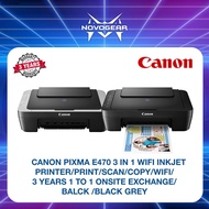 CANON PIXMA E470 3 IN 1 WIFI INKJET PRINTER/PRINT/SCAN/COPY/WIFI/3YEARS 1 TO 1 ONSITE EXCHANGE