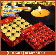 (4/8Hour) 100pcs NATURAL GHEE CANDLE Candle/Candle/Red Candle/Ghee Candle酥油蜡烛/酥油蠟燭/酥油灯 tealight cand