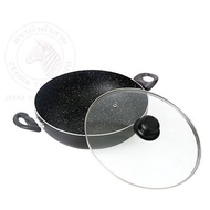Zebra thailand stainless steel (Zos) Zebra 32cm Century IH Non Stick Wok Pan With Glass Lid Zebra St