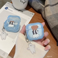 Three Cute Cartoon Bears With keychain Shockproof Protective Earphone Cover Case for AirPods 4 3 Pro