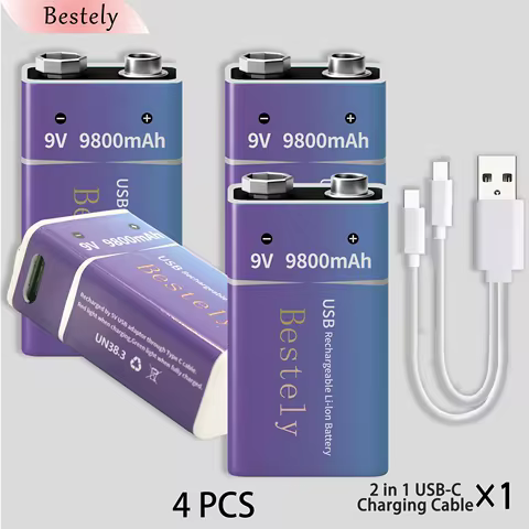 New 9V 9800mAh Lithium ion Rechargeable Battery Long Lasting 9v Li-ion Batteries with Cables for Smo