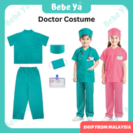 Doctor Costume Kids - Pretend Play Surgical Scrub Doctor Surgeon Uniform Nurse Cosplay Baju Doktor B