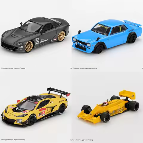 MINI GT 1:64 99T #11 1987 Monaco/LB Works HAKOSUKA/Z06 GT3.R #4/RX-7 3 Rotor NA-7 TAS/Supra VeilSide