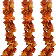 Fall Garland Maple Leaf Garland, 6 Ft/Piece, 3 Piece, Artificial Maple Leaves Hanging Vine, Thanksgi