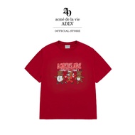 ADLV [acme de la vie] เสื้อยืด Oversize Ac Bear Friend X-Mas Short Sleeve T-Shirt Red (50083SBFSSU_H