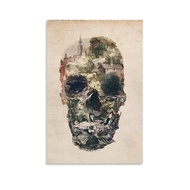 Luxury Vintage Skull Canvas Art Print, Chic Town Themed Wall Poster for Home Décor 0311