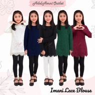 Blouse Lace Imani Sedondon Budak - Emerald Green/Maroon/Black/Navy Blue/Off White/Dusty Pink (Size XS-2XL)