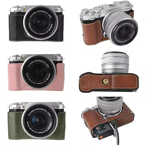 PU Leather Half Camera Cover For Fujifilm XM5 XE5 XT5 XT50 XT30 III XT20 XT10 XS10 XS20 X100VI Litch