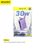 Awei P87K 10000mAh 30W PowerBank Built-In Cable Power Bank Mini Powerbank Portable 30W Fast Charging