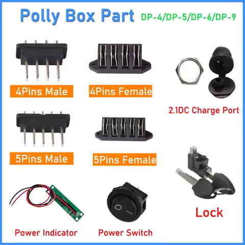 Ebike Reention Polly Battery Case Lock & Key Parts with 4-Pin / 5-Pin Connector and DC Plug β for Po