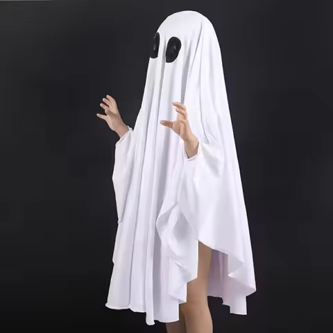 Scary Unisex Halloween Ghost Costume White Boo Ghost Halloween Ghost Cloak Trick-or-Treat Spooky Fan