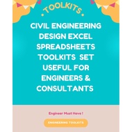 Civil engineering design excel spreadsheets toolkits  set useful for engineers & consultants