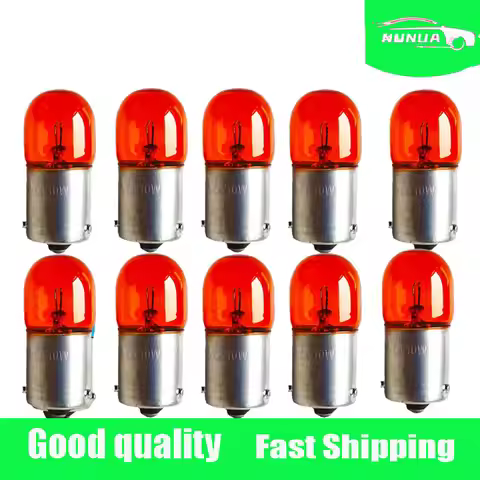 10Pcs T16 Warm White Car Halogen Bulbs Signal Bulbs BA15S BAU15S 12/24V 5/10W Standard Auto Interior