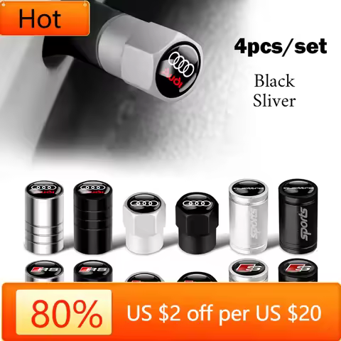 Valve Stems Caps 4pcs Car Wheel Tire Valve Caps Tyre Rim Stem Covers Airdust For Audi 8P B9 8V A5 A6