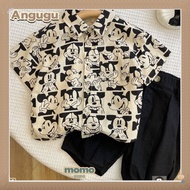 Angugu Summer Cartoon Mickey Mouse Print Shirt For Kids Boys 2023 New Fashion Short Sleeve T-Shirt 1