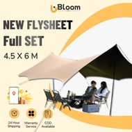 NEW Black Base Octagonal Flysheet Full Set 4.5x6M Camping Tent Canopy Tarp Tent Waterproof